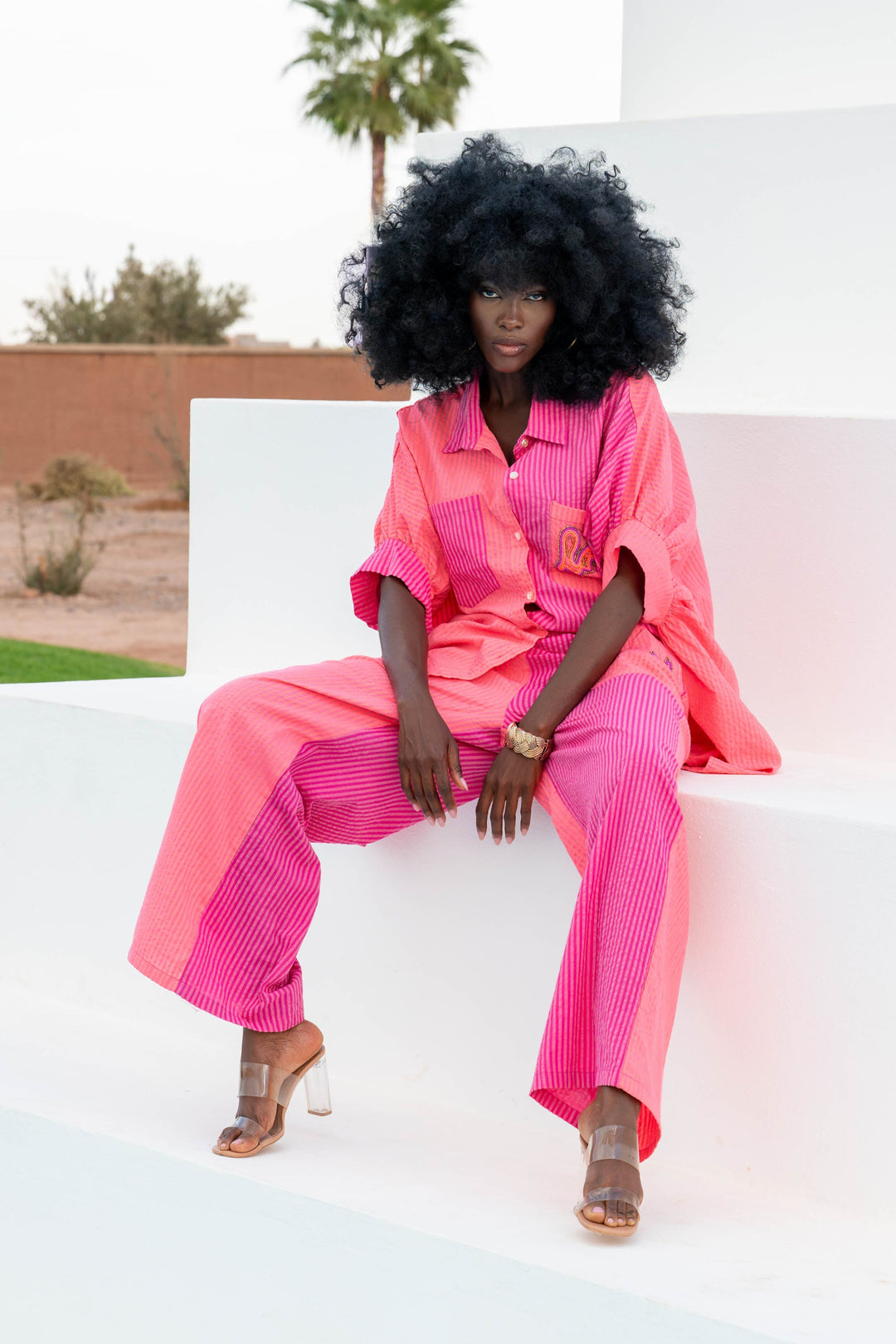 Chemise Oversize Rayée Bicolore Riva - Taille unique