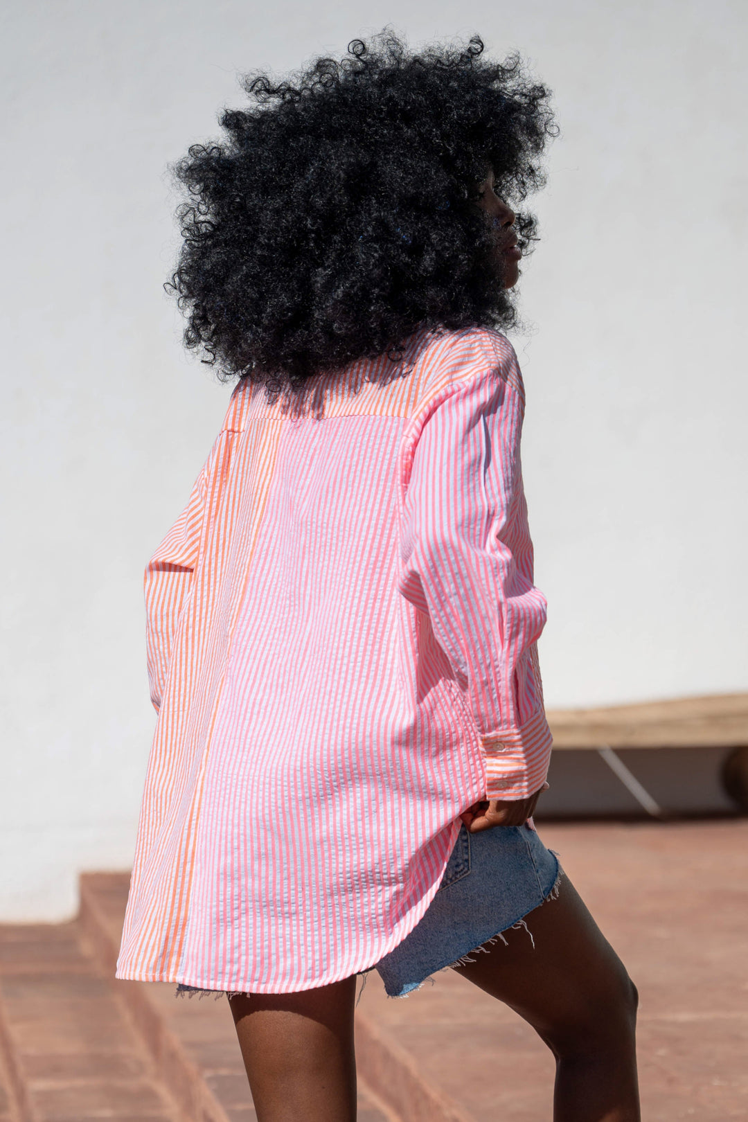 Chemise Oversize Rayures Roka - Taille unique / Rose - Tops