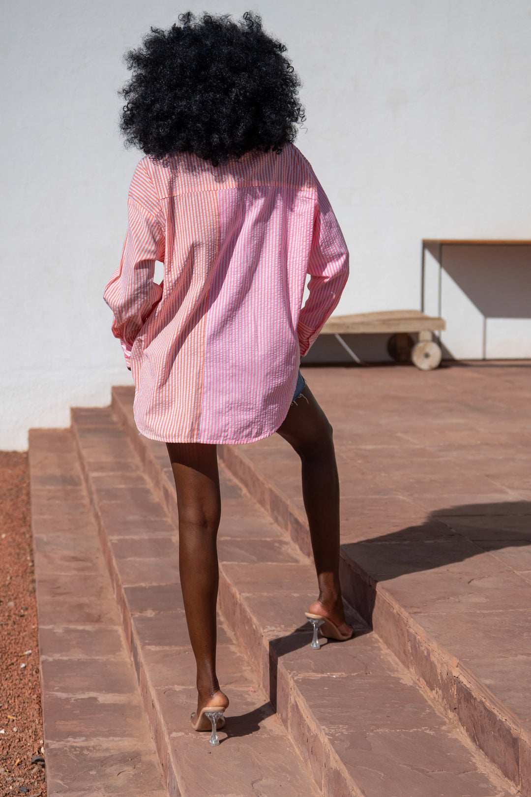 Chemise Oversize Rayures Roka - Taille unique / Rose - Tops