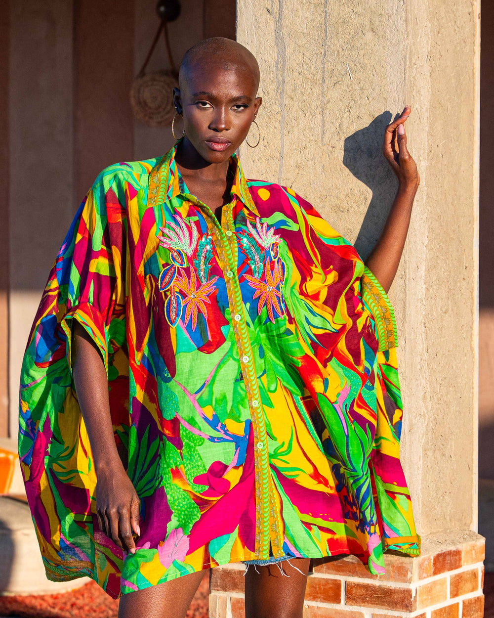Chemise oversize Vayana - Taille unique: 36 au 42 / Orange