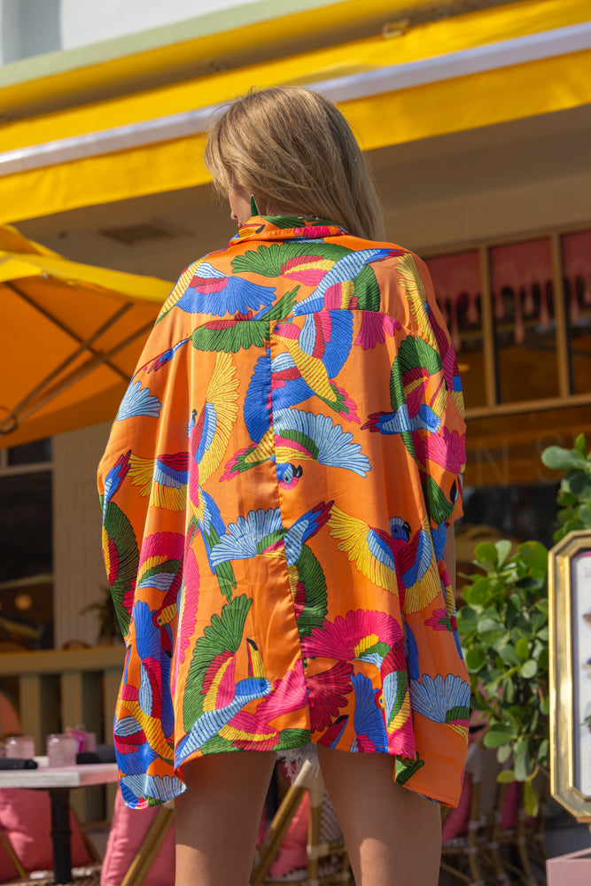 Chemise satinée Mimi - Taille unique: 36 au 42 / Orange