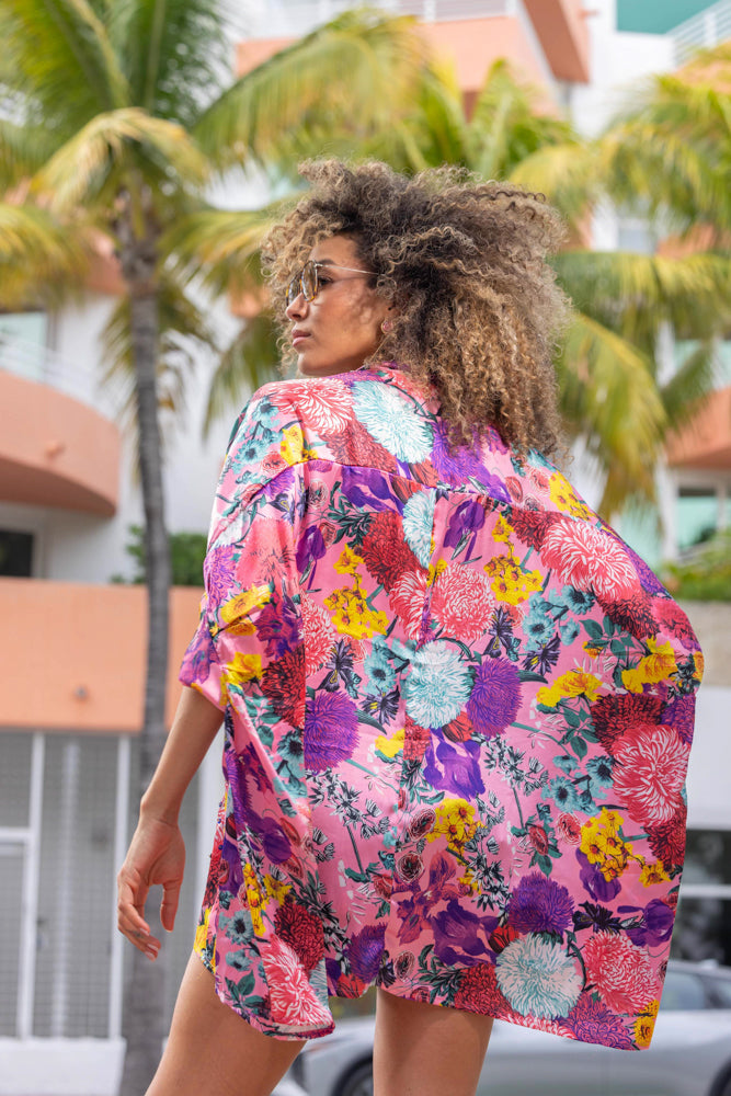 Chemise satinée Mimi - Taille unique: 36 au 42 / Rose