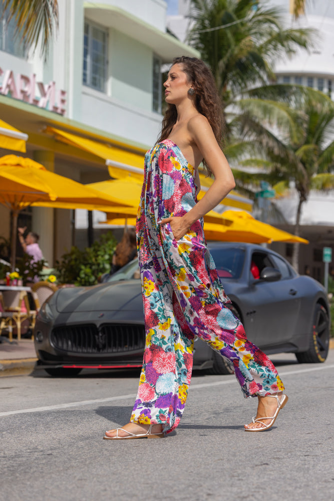 Combinaison Palazzo satinée Miel - Taille unique: 36 au 42