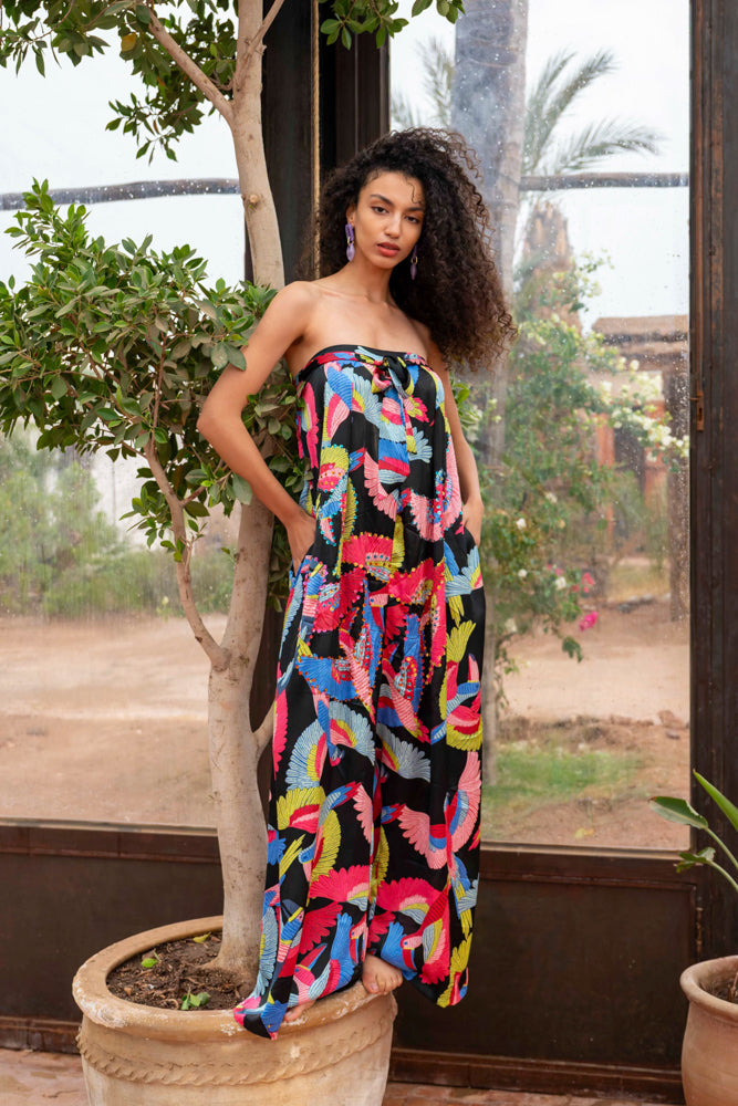 Combinaison Palazzo satinée Miel - Taille unique: 36 au 42