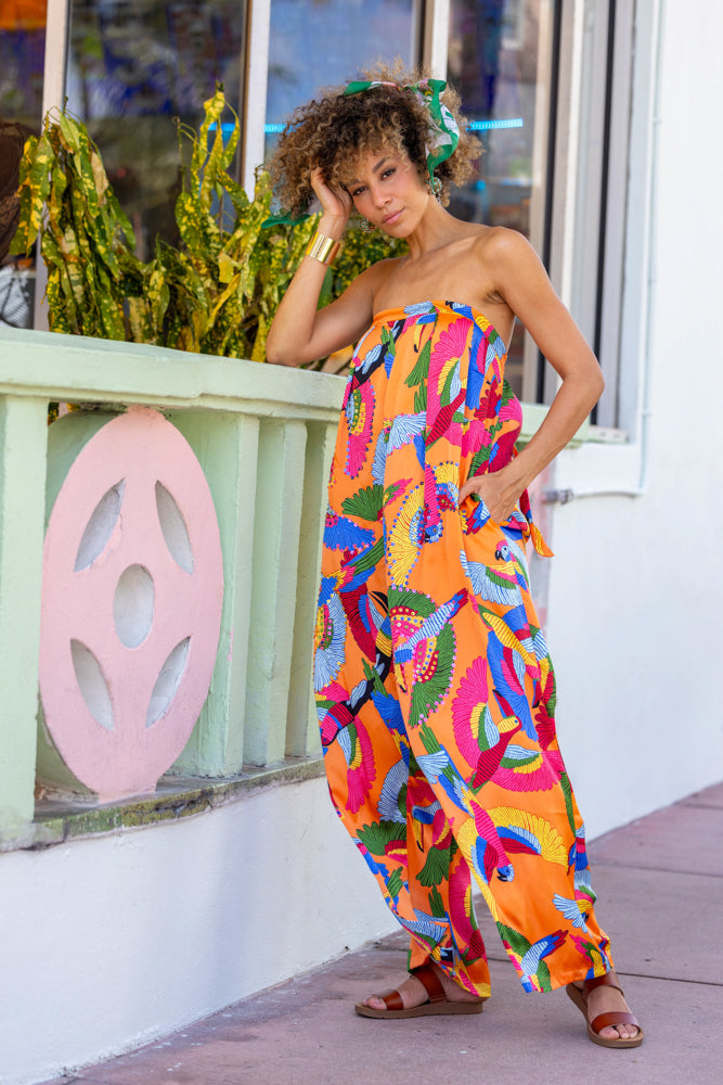 Combinaison Palazzo satinée Miel - Taille unique: 36 au 42