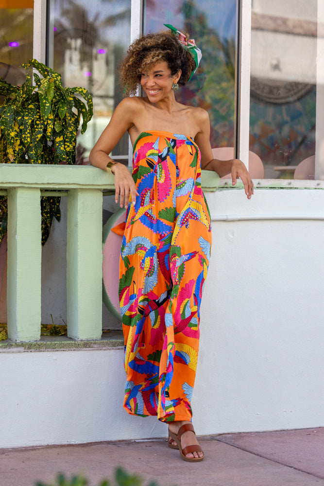Combinaison Palazzo satinée Miel - Taille unique: 36 au 42