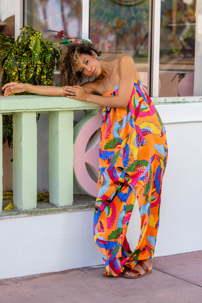 Combinaison Palazzo satinée Miel - Taille unique: 36 au 42