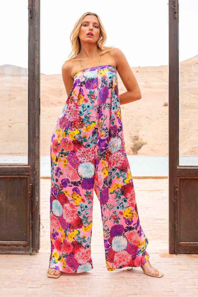 Combinaison Palazzo satinée Miel - Taille unique: 36 au 42