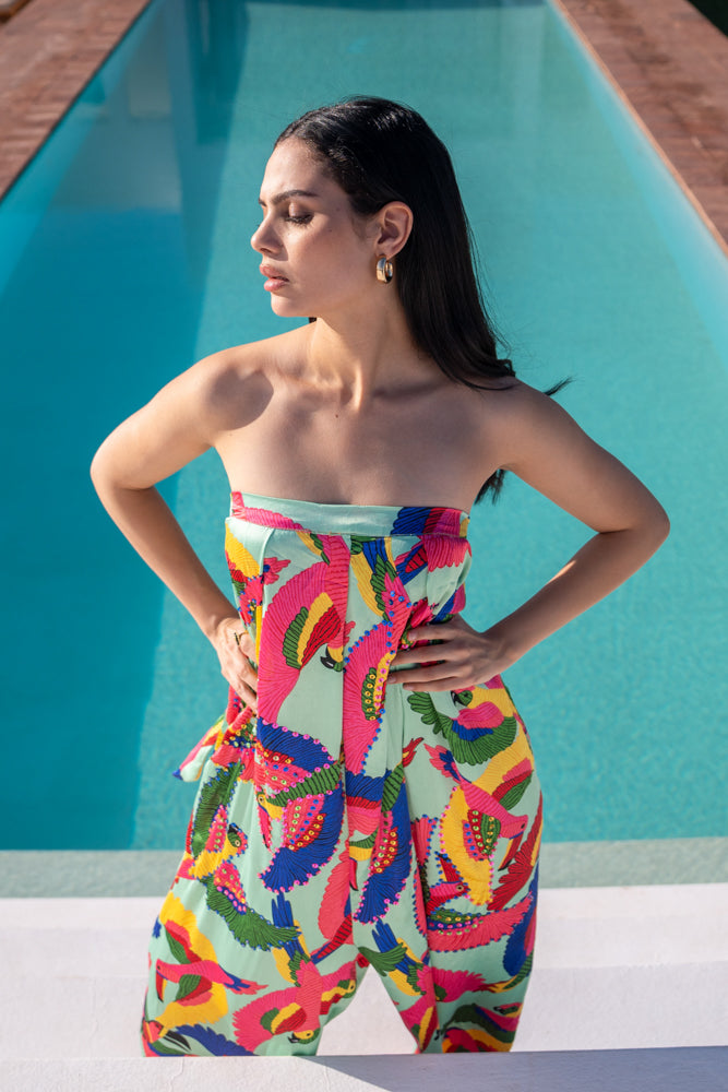 Combinaison Palazzo satinée Miel - Taille unique: 36 au 42