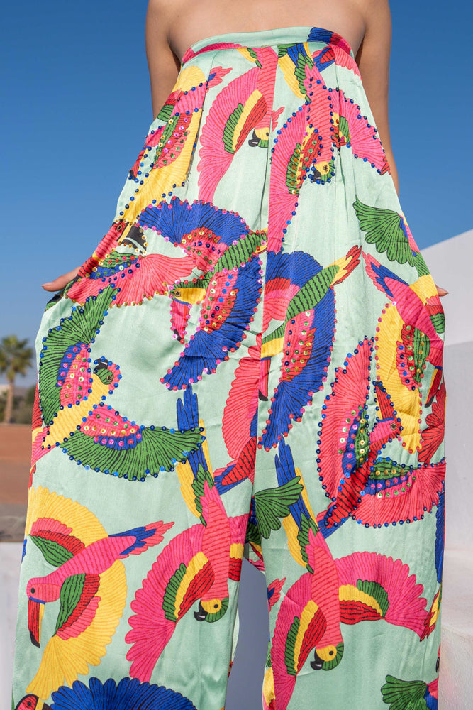 Combinaison Palazzo satinée Miel - Taille unique: 36 au 42