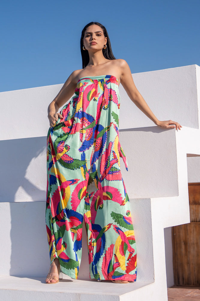 Combinaison Palazzo satinée Miel - Taille unique: 36 au 42