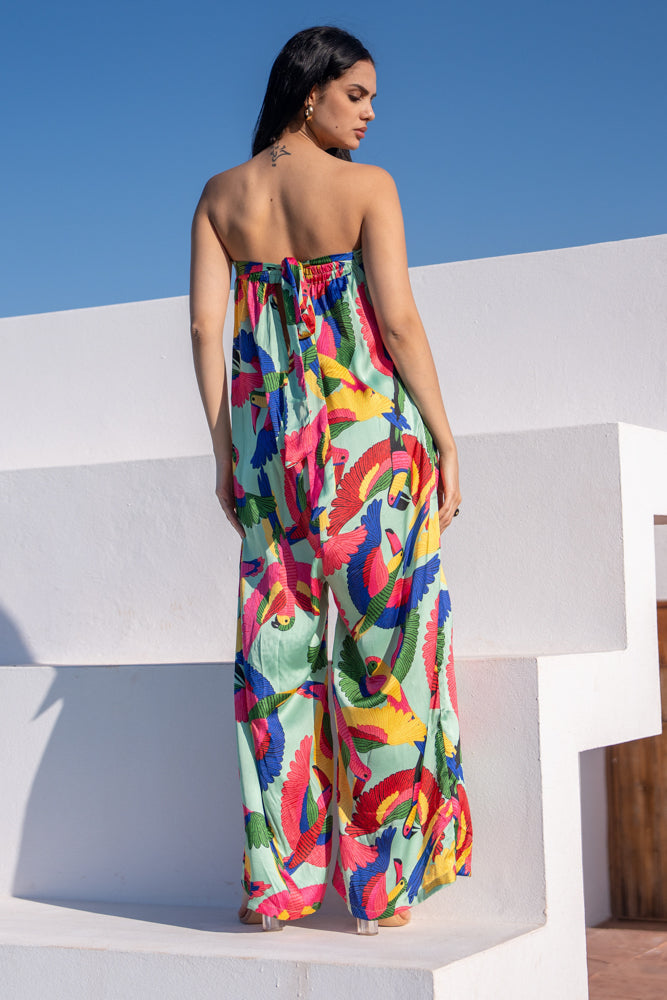 Combinaison Palazzo satinée Miel - Taille unique: 36 au 42