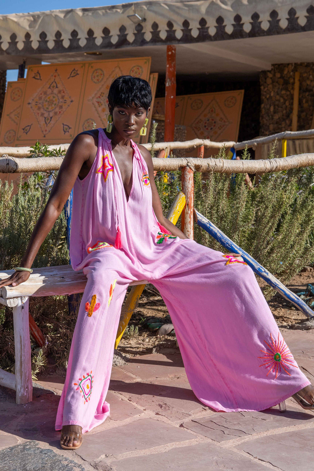 Combinaison Sans Manches Brodée Senati - Combi-Pantalon