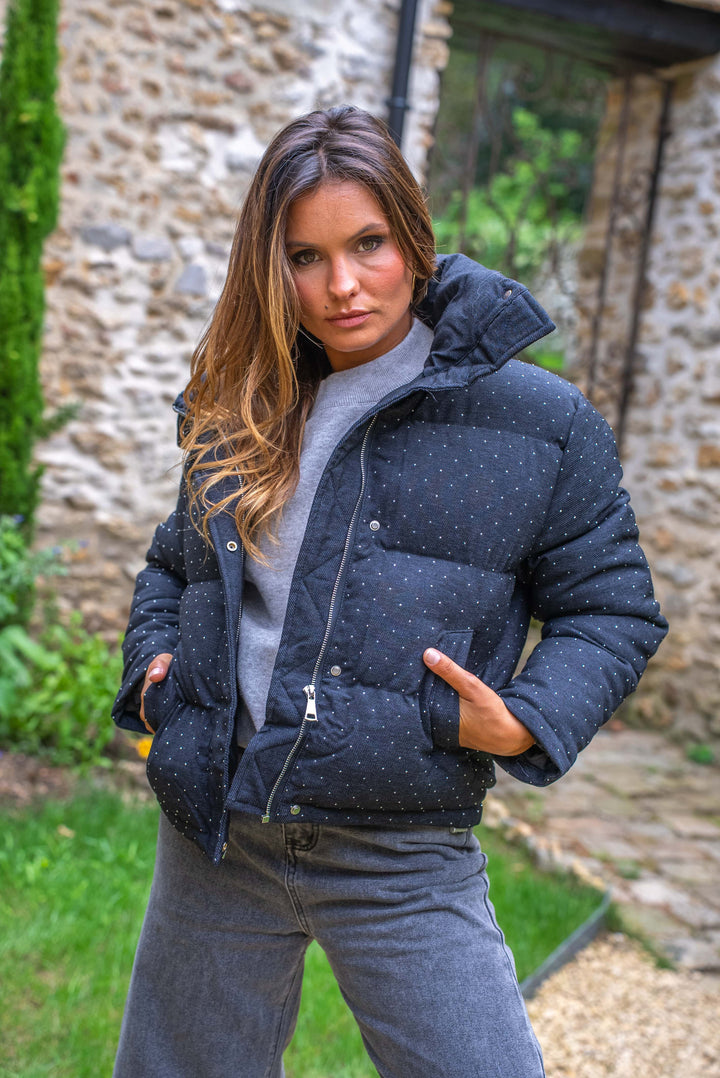 Doudoune à strass sans capuche Daisy Manteaux et vestes