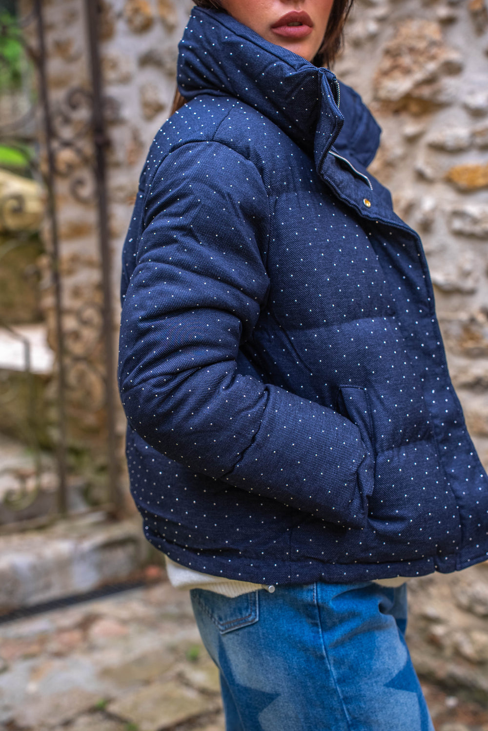 Doudoune à strass sans capuche Daisy Manteaux et vestes