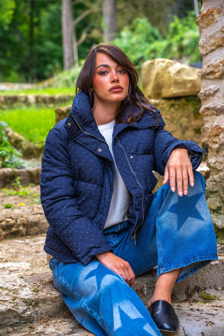 Doudoune à strass sans capuche Daisy Manteaux et vestes