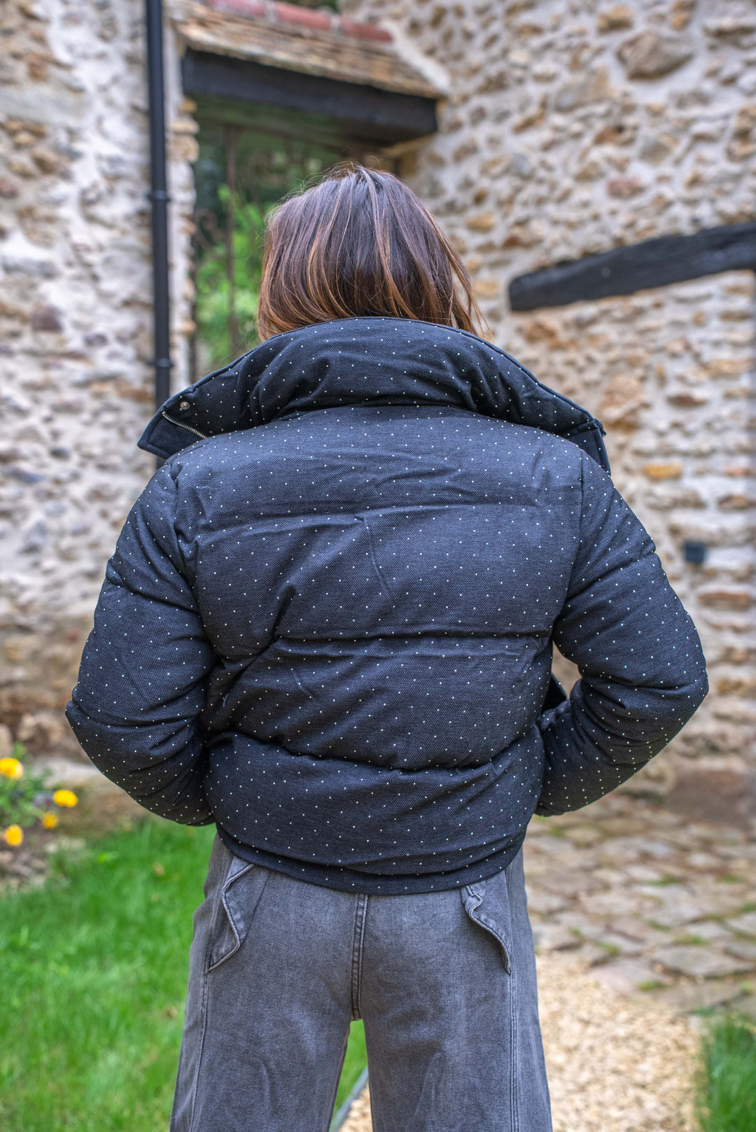 Doudoune à strass sans capuche Daisy Manteaux et vestes