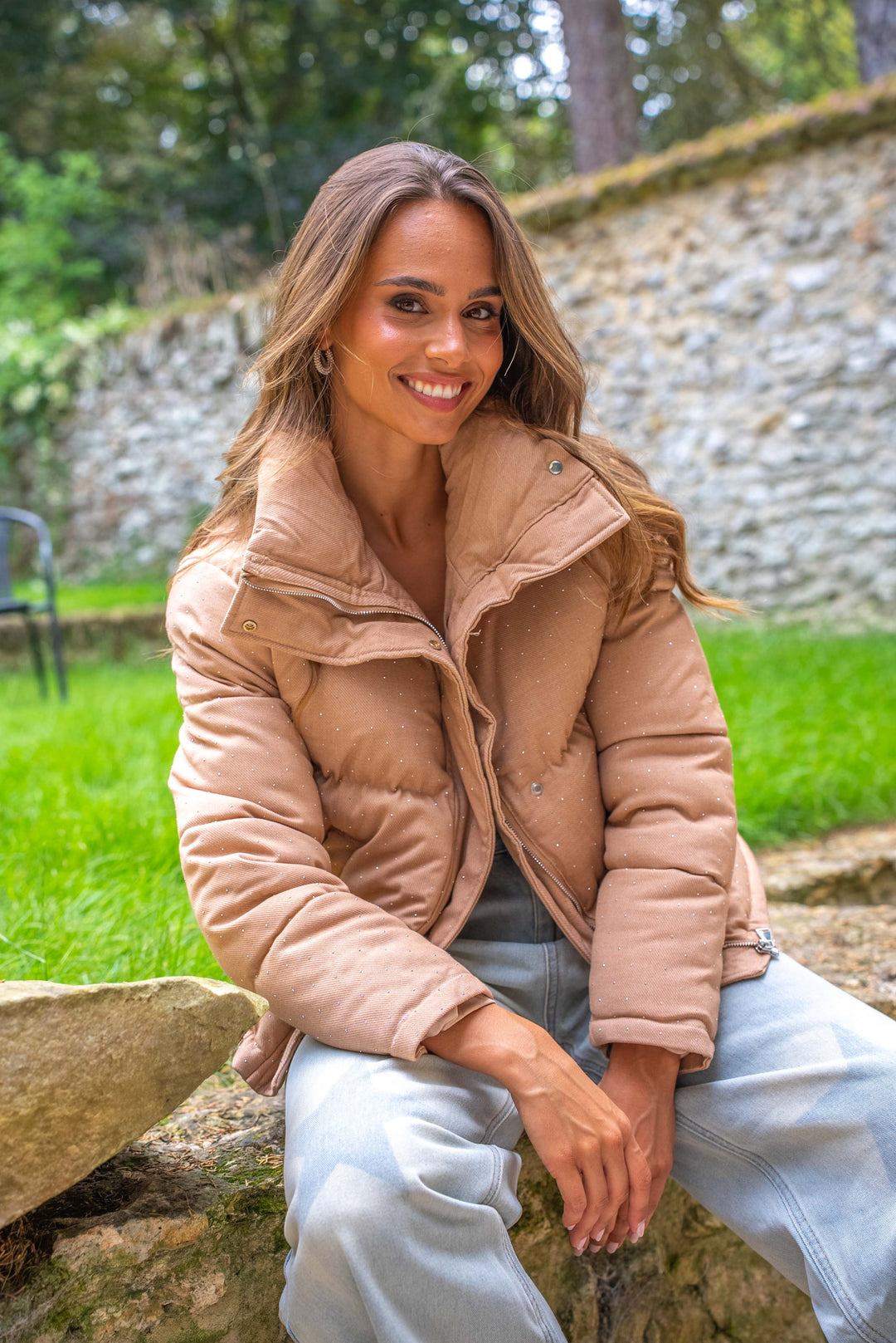 Doudoune à strass sans capuche Daisy Manteaux et vestes