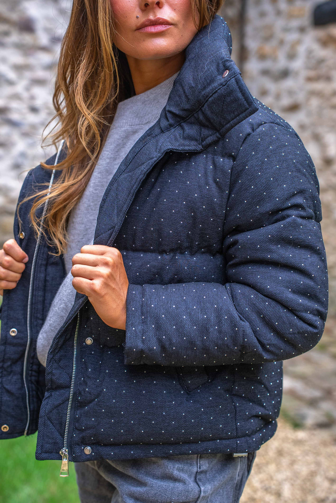 Doudoune à strass sans capuche Daisy Manteaux et vestes