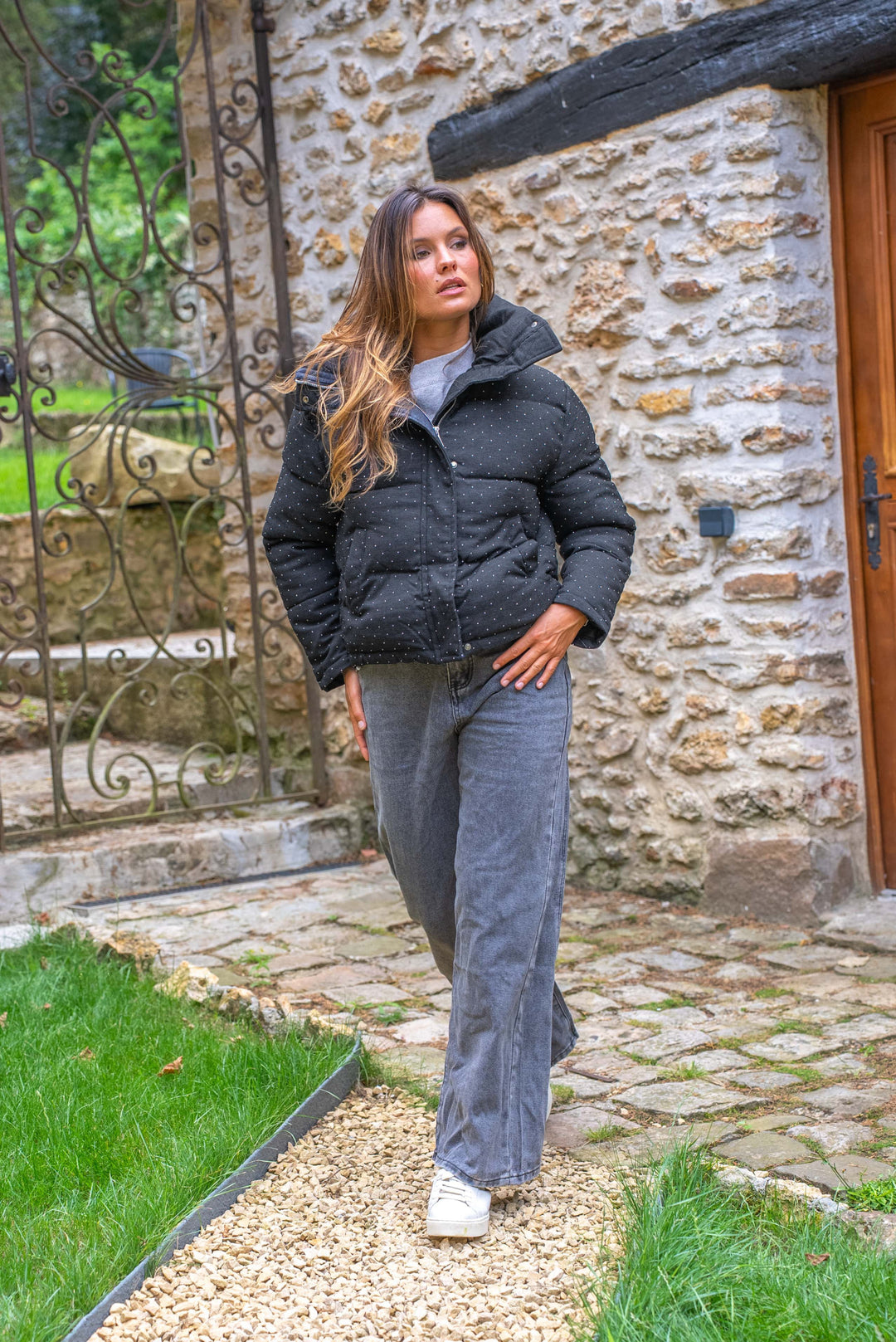 Doudoune à strass sans capuche Daisy Manteaux et vestes