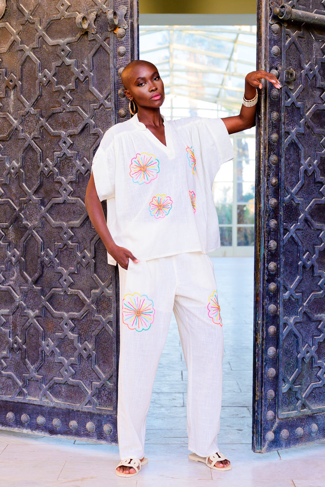 Ensemble brodé blouse & pantalon Missali - ensembles