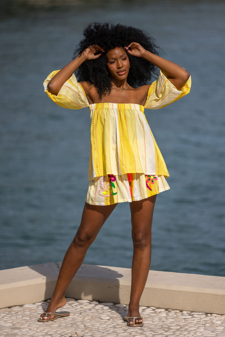 Ensemble Brodé Blouse & Short Sia - ensembles