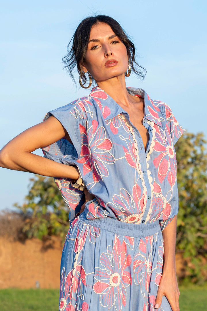 Ensemble chemise brodée & jupe Bonnie - Tops / Blouses