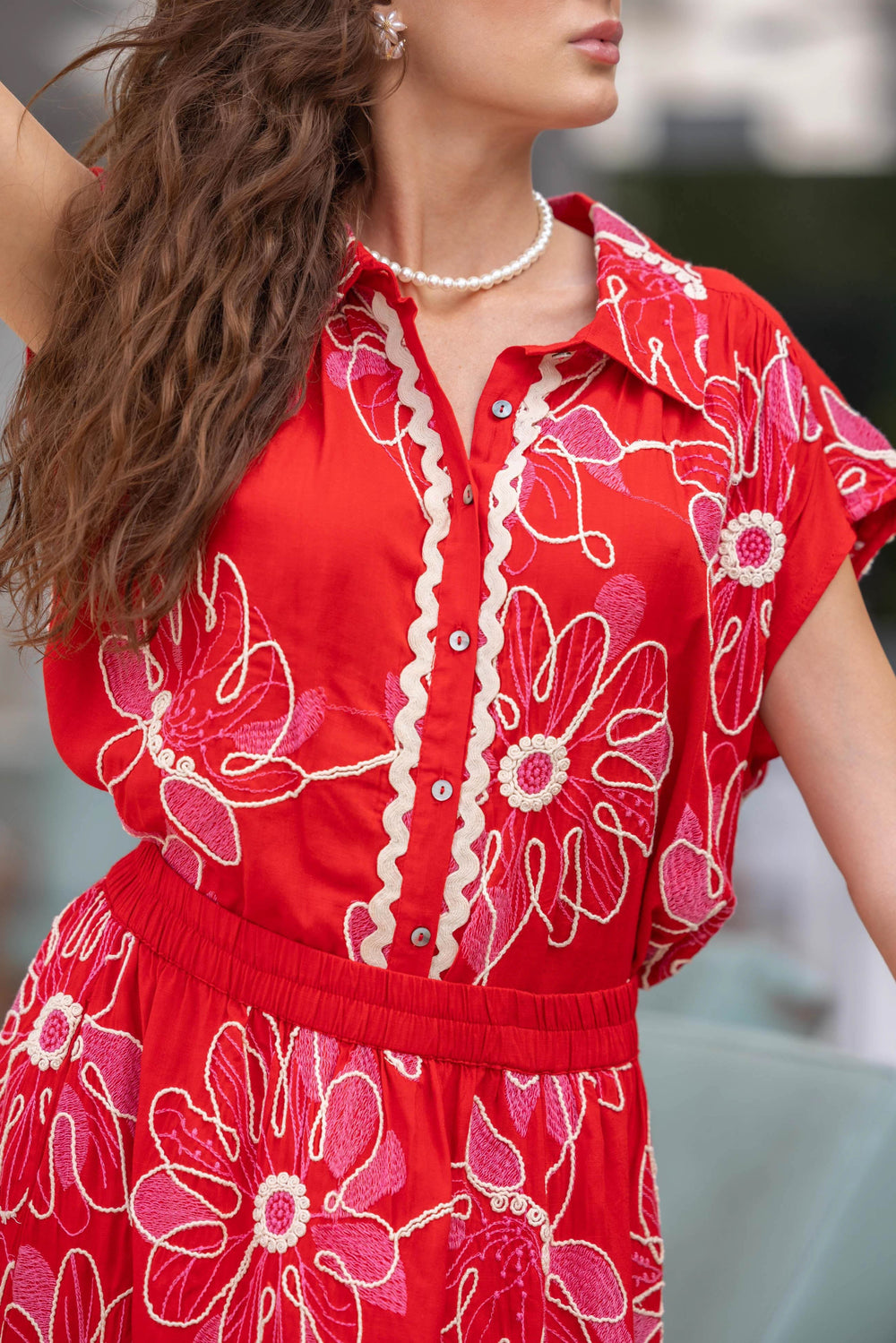 Chemise brodée sans manches Bonnie - Taille unique: 36