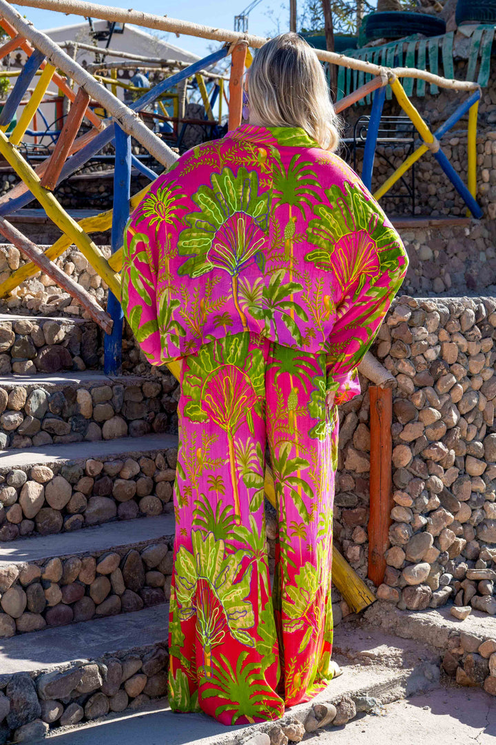Ensemble chemise & pantalon imprimé tropical Saphir
