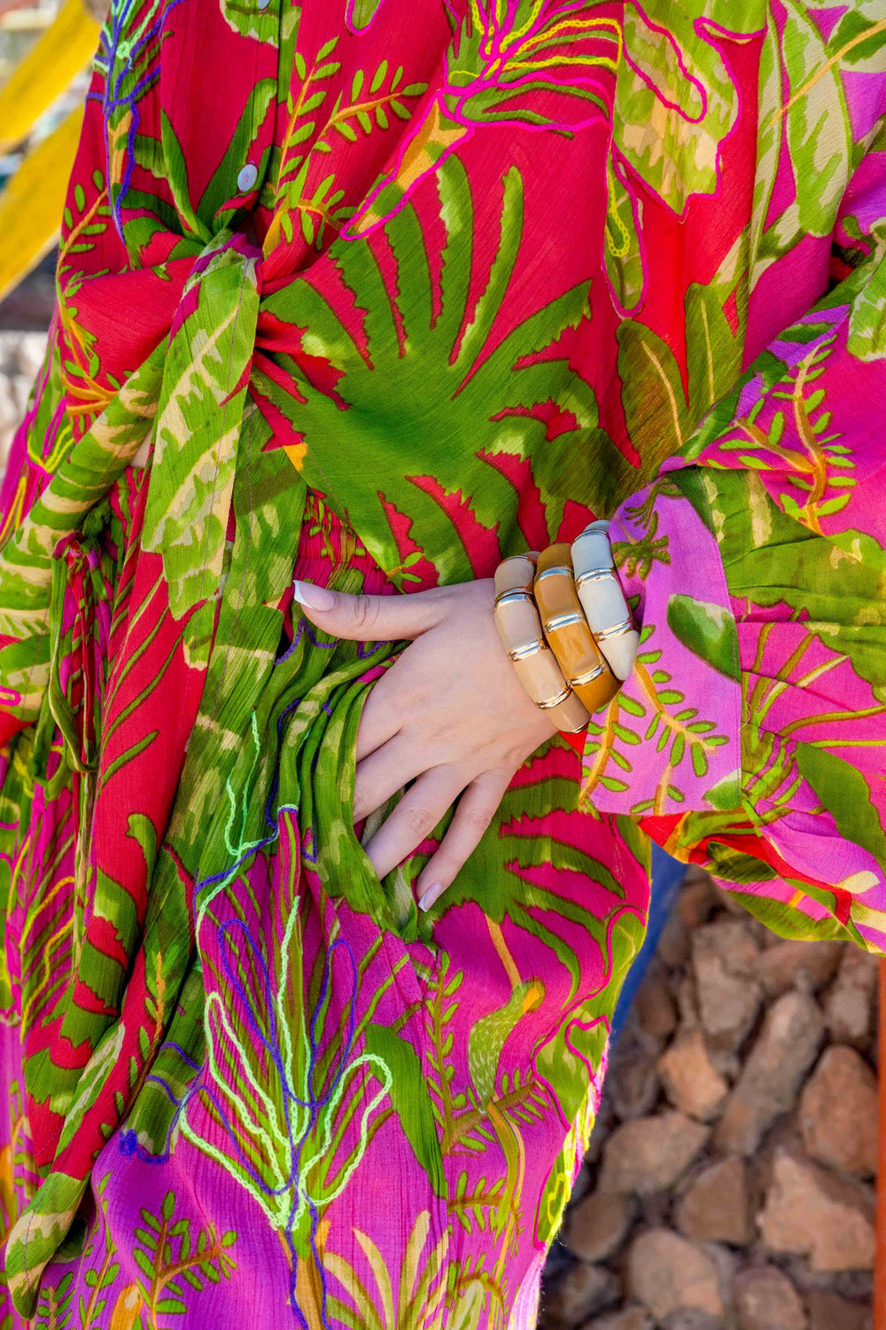 Ensemble chemise & pantalon imprimé tropical Saphir