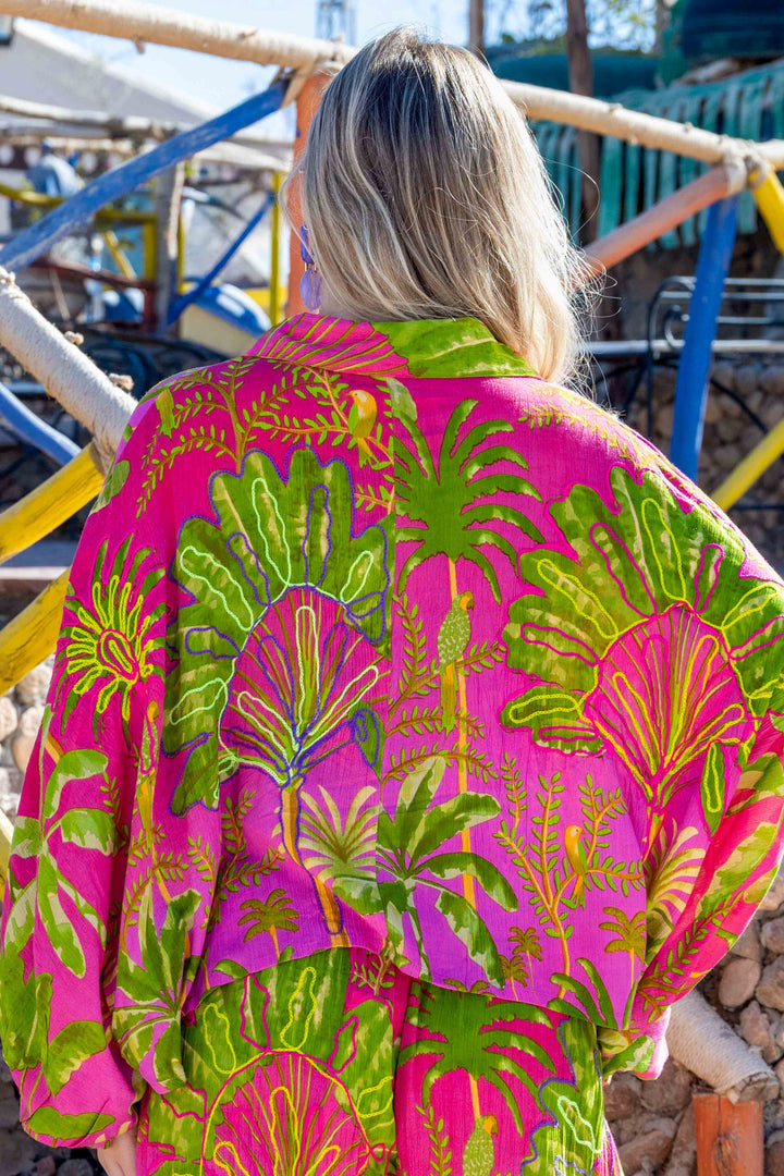 Ensemble chemise & pantalon imprimé tropical Saphir