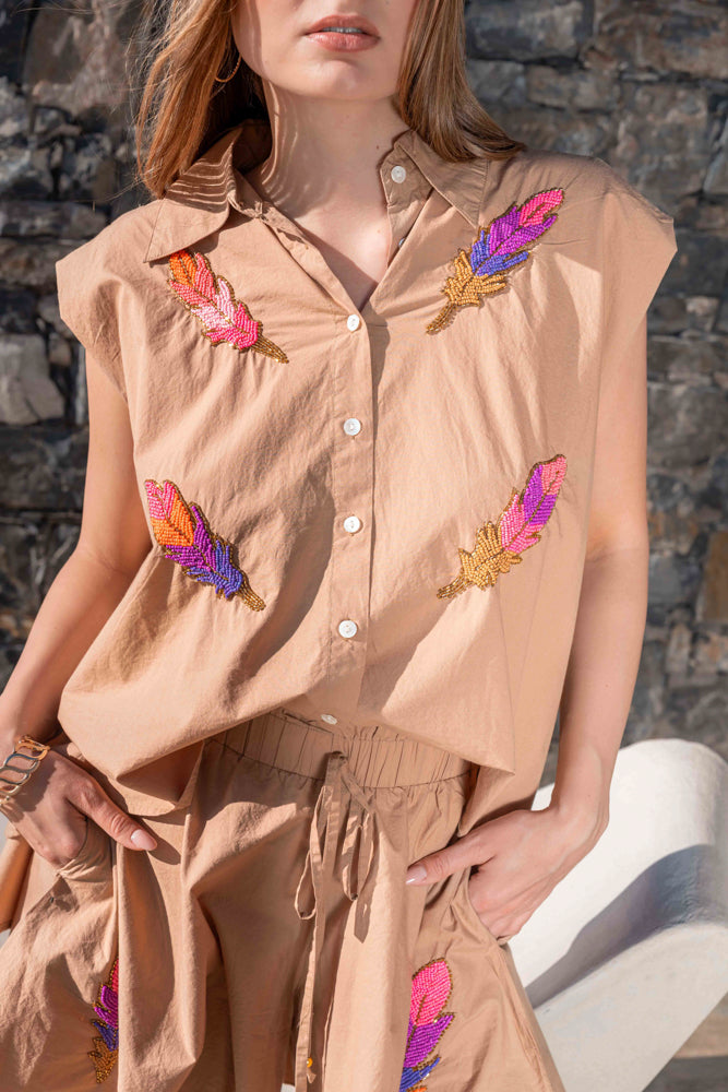 Ensemble chemise & short brodée Missouri - Taille unique: