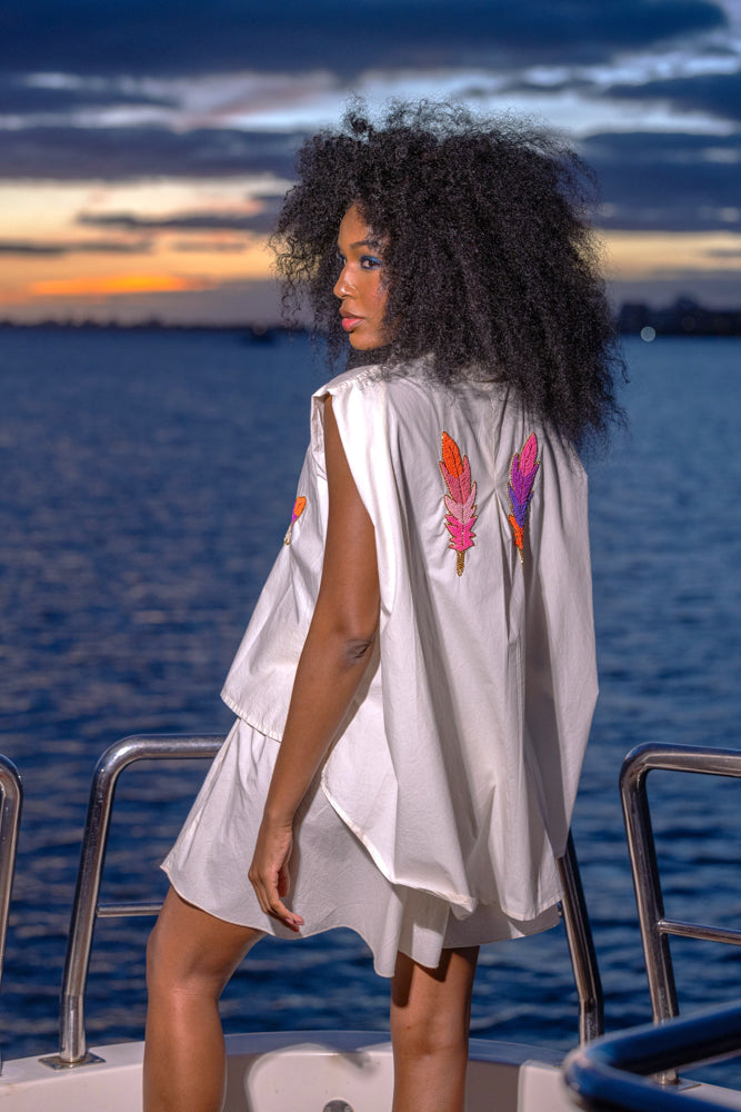 Ensemble chemise & short brodée Missouri - Taille unique: