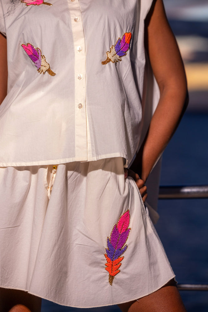 Ensemble chemise & short brodée Missouri - Taille unique: