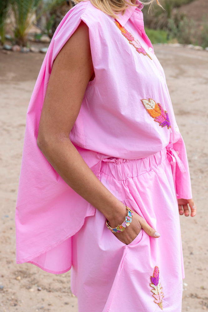Ensemble chemise & short brodée Missouri - Taille unique: