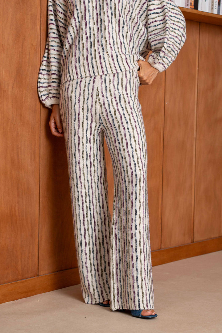 Ensemble pull et pantalon en maille rayée Juliette 26015