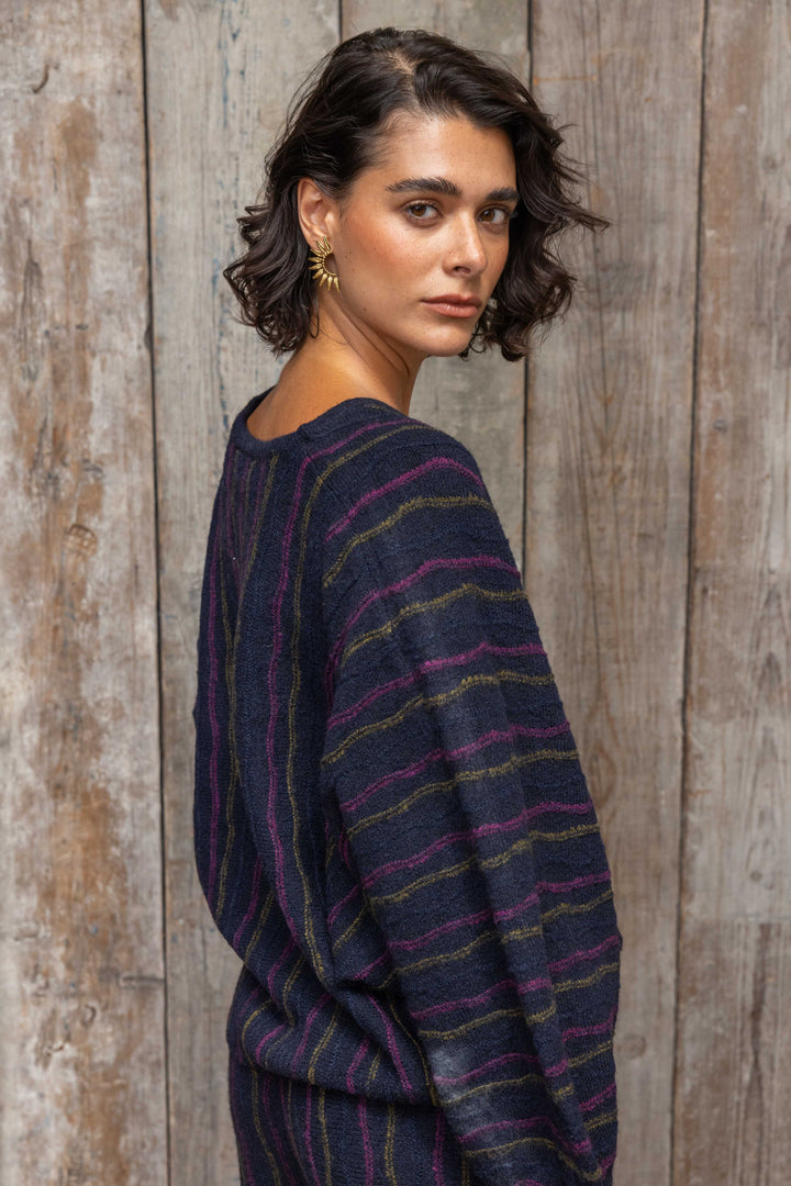 Ensemble pull et pantalon en maille rayée Juliette 26015