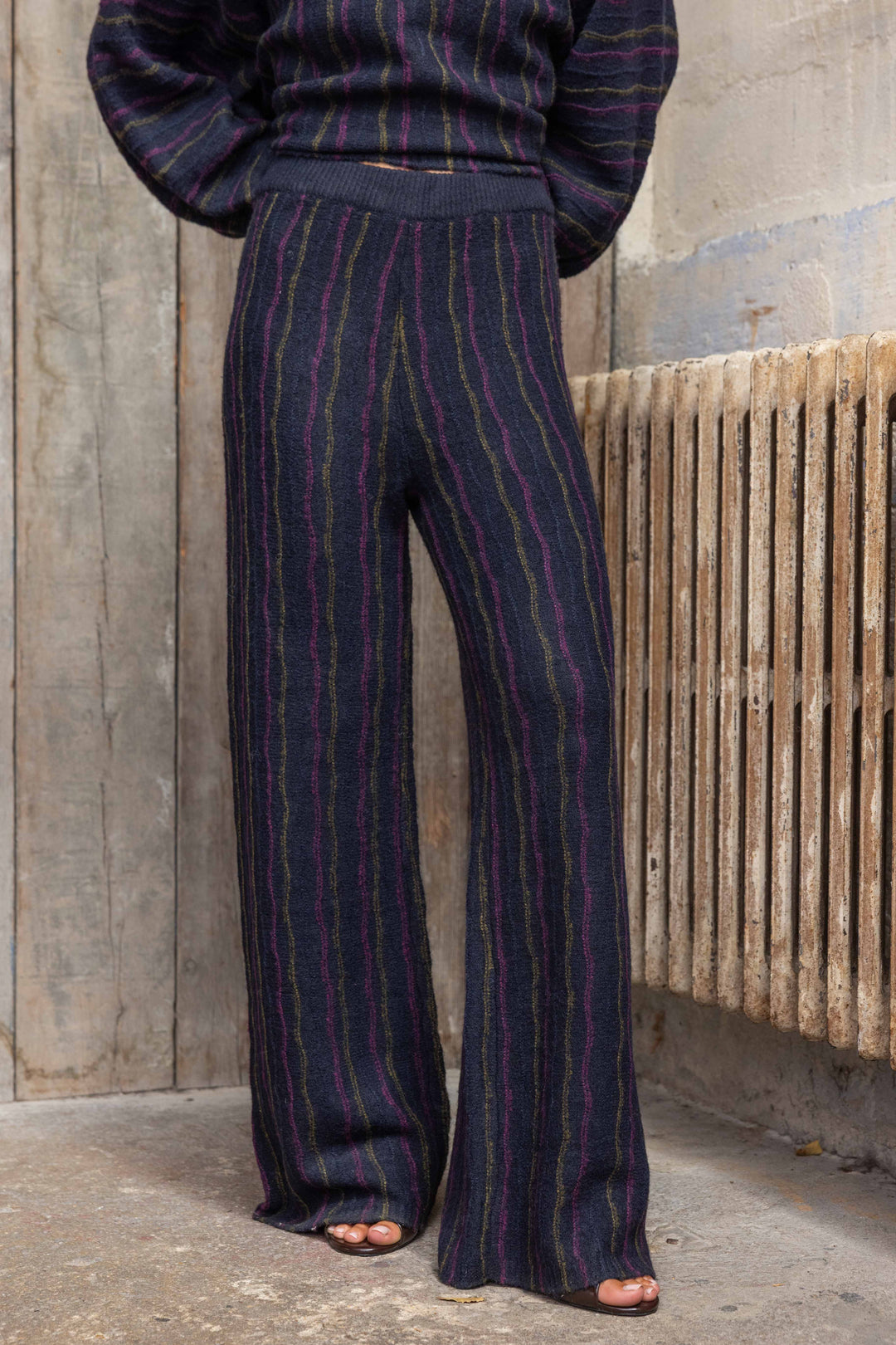 Ensemble pull et pantalon en maille rayée Juliette 26015