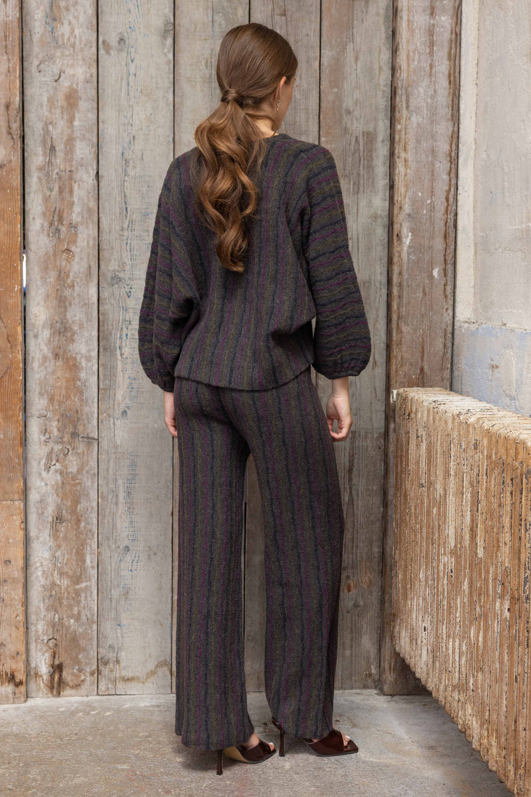 Ensemble pull et pantalon en maille rayée Juliette 26015