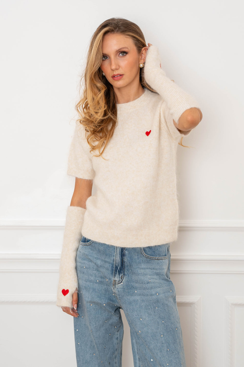 Ensemble pull et mitaines assorties Chérie 2701 - Taille