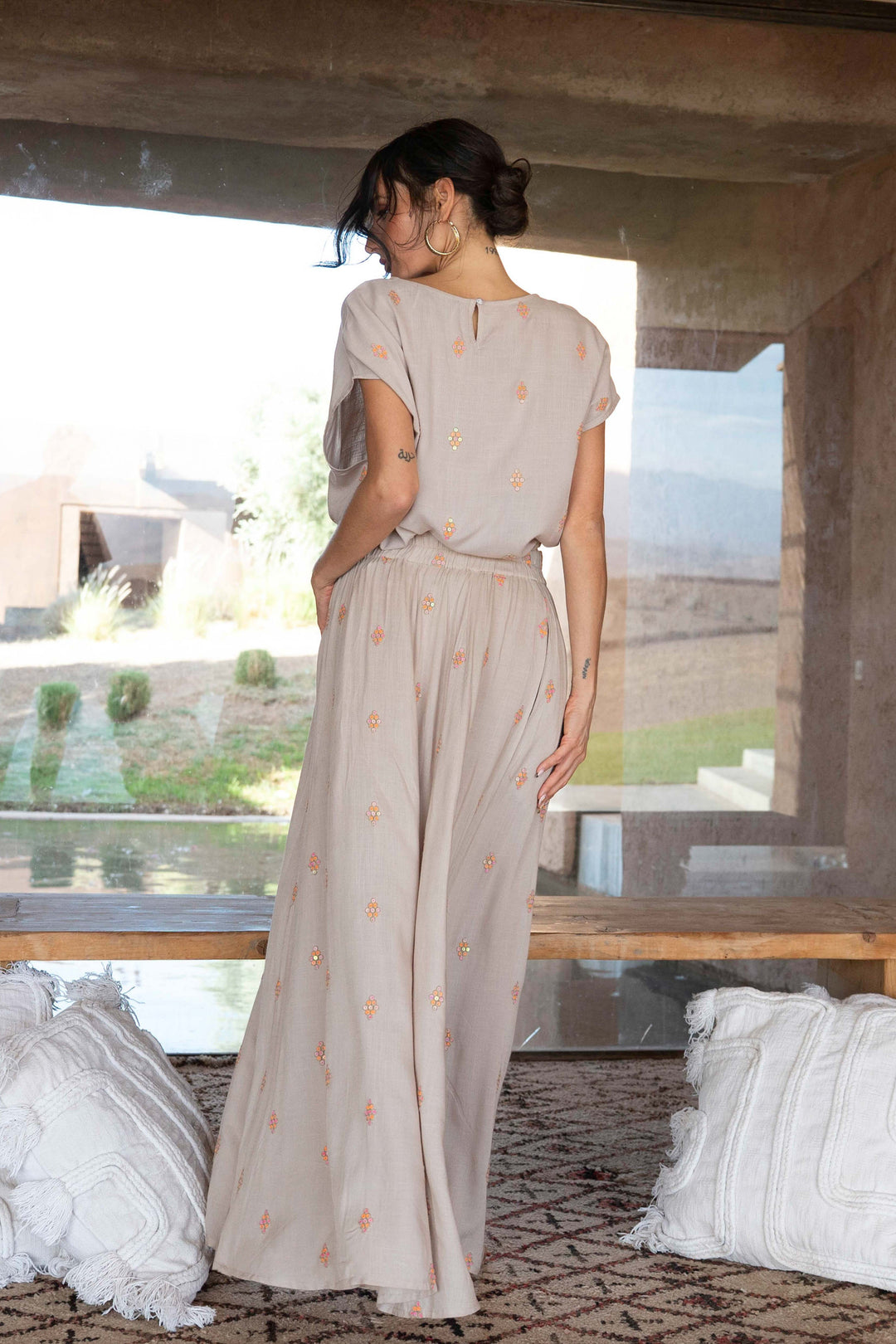 Ensemble Top &amp; Jupe Fluide à Sequins Neva - Taille unique: