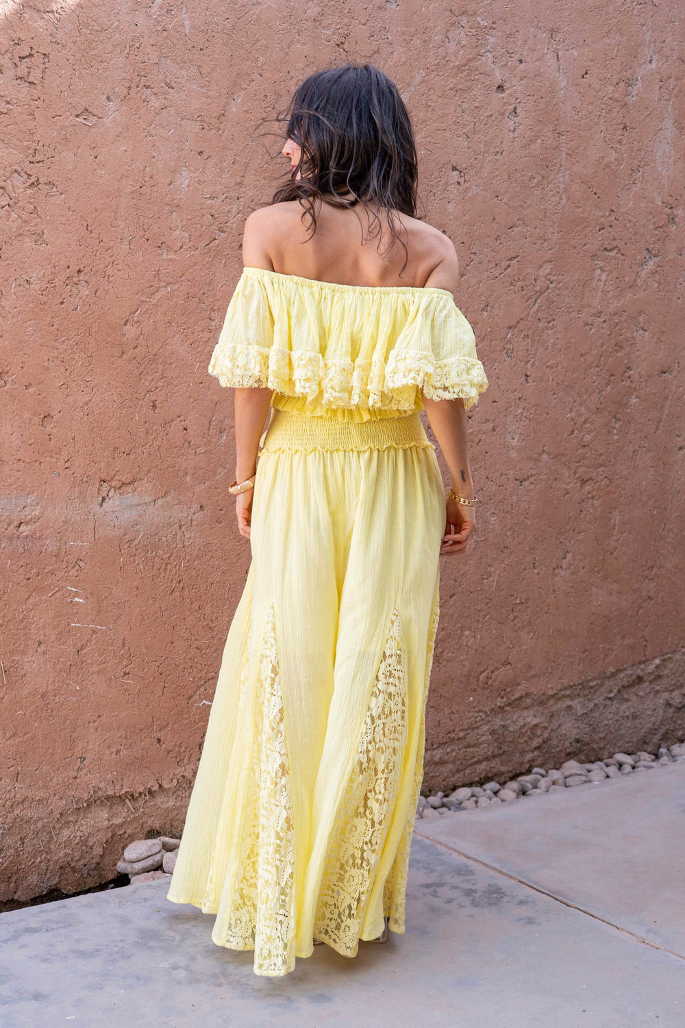 Ensemble Top & Pantalon Fluide Dentelle Noga - Taille