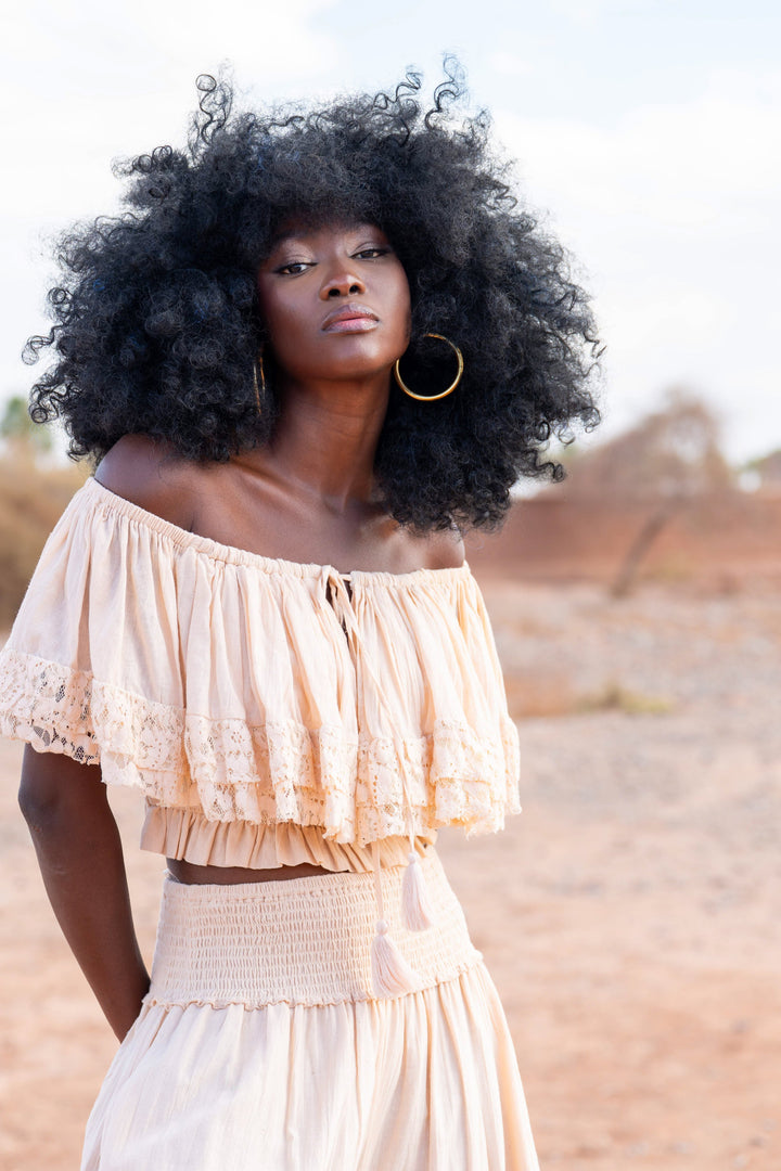 Ensemble Top & Pantalon Fluide Dentelle Noga - Taille