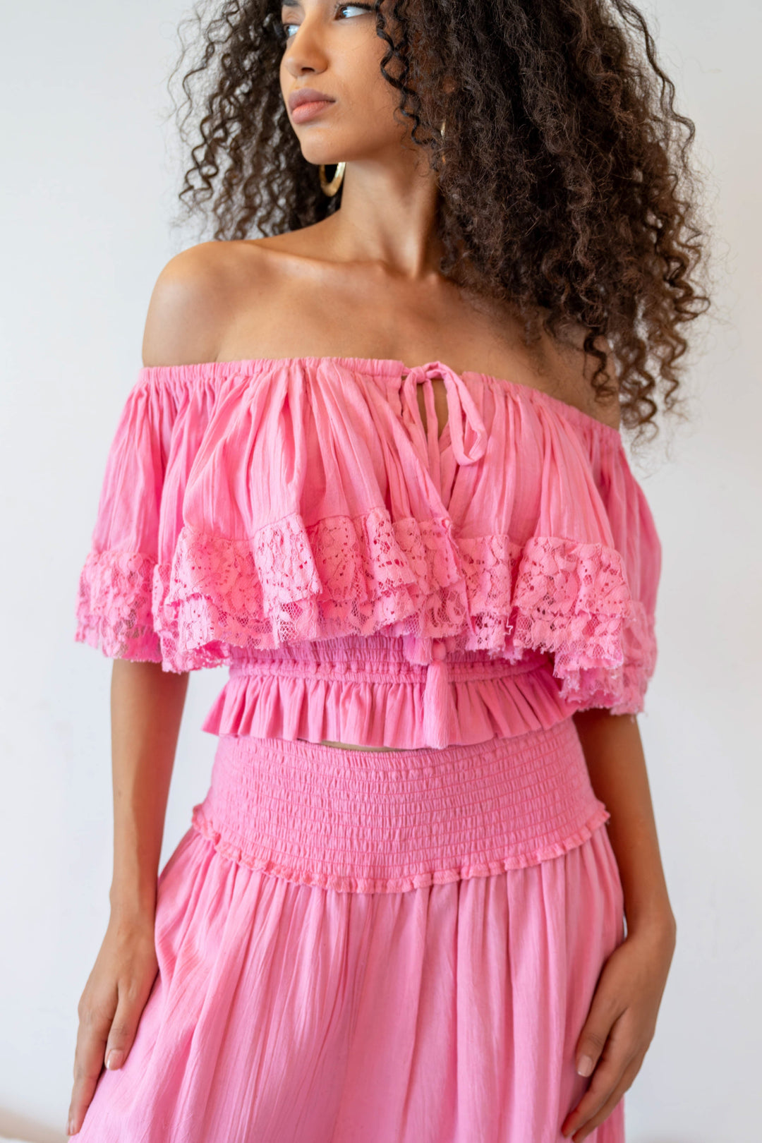 Ensemble Top & Pantalon Fluide Dentelle Noga - Taille