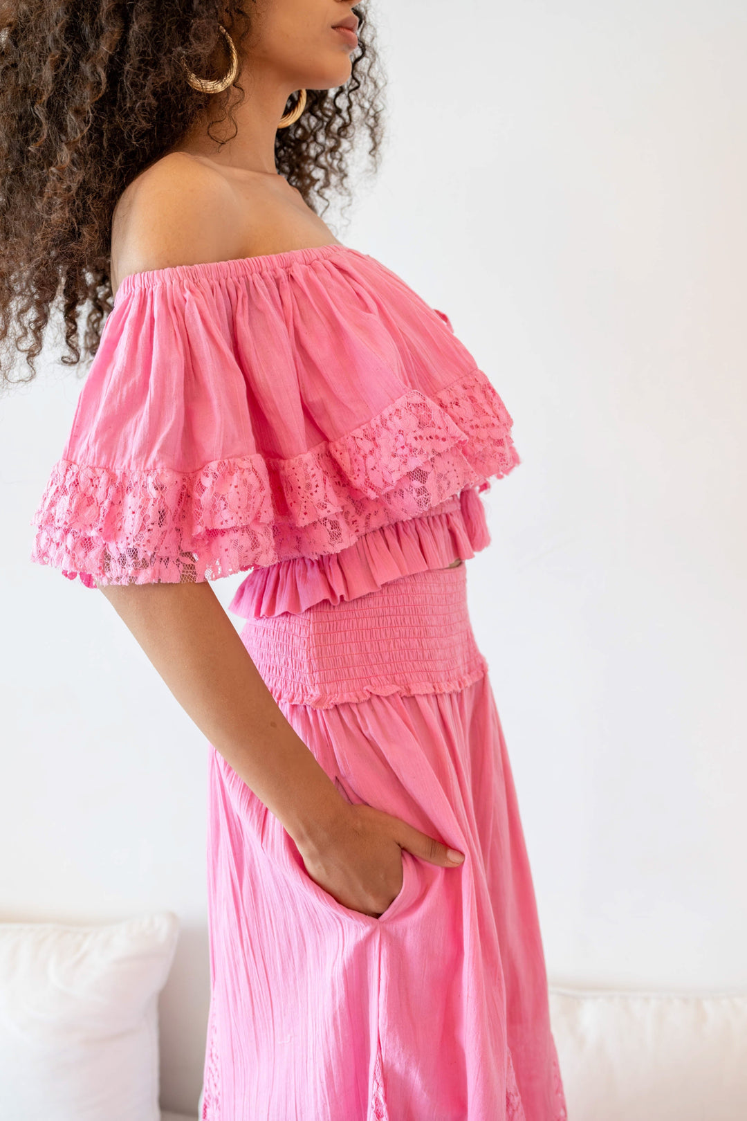 Ensemble Top & Pantalon Fluide Dentelle Noga - Taille