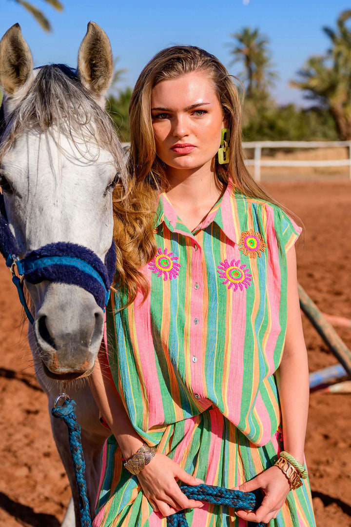 Ensemble Top & Pantalon Rayé Savana - ensembles