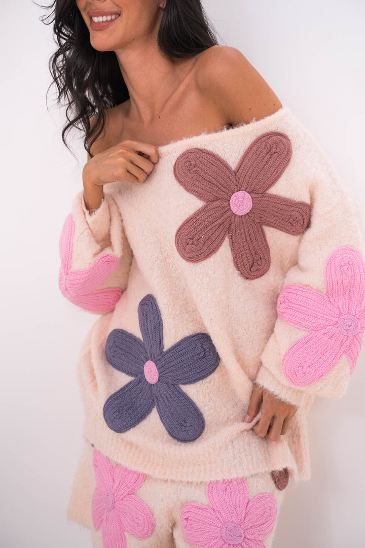 Ensembles oversize à fleurs en relief Diane 2653 - Rose