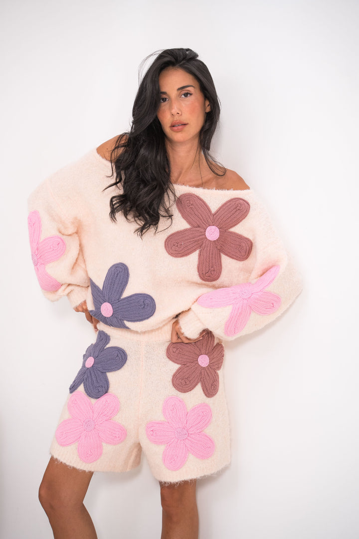 Ensembles oversize à fleurs en relief Diane 2653 - Rose