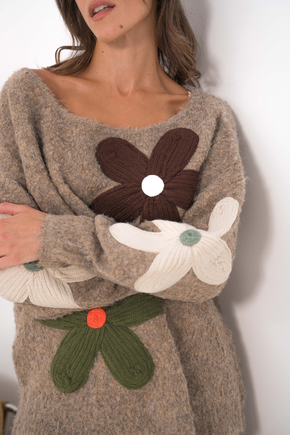 Ensembles oversize à fleurs en relief Diane 2653 - Taupe
