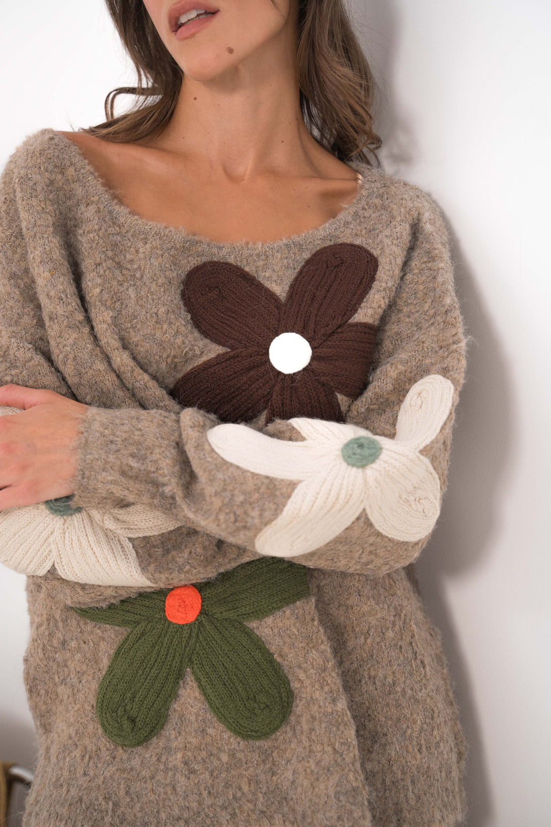 Ensembles oversize à fleurs en relief Diane 2653 - Taupe